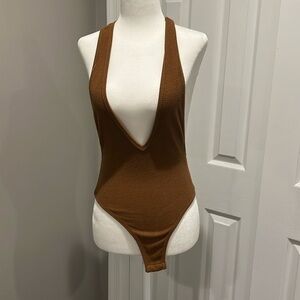 NWT SALTY CAMEL DEEP V BODY SUIT